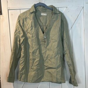 Grae Cove 100% Linen Tunic Sage Green Peasant Minimalist Medium